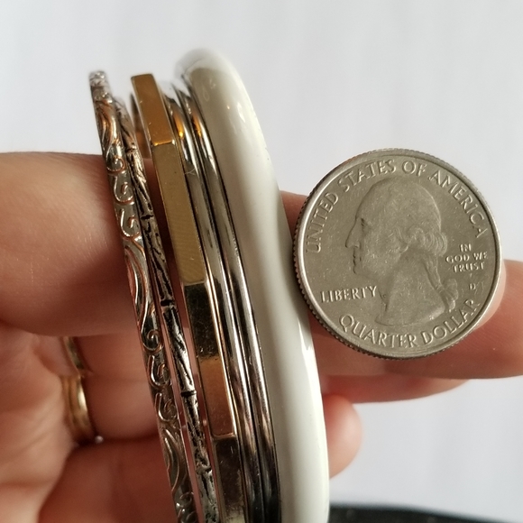 Stack of 6 bangle bracelets gold silver white vintage to recent - Picture 11 of 13